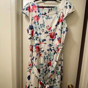 Ixia Plus Size White Floral Cap Sleeve Dress